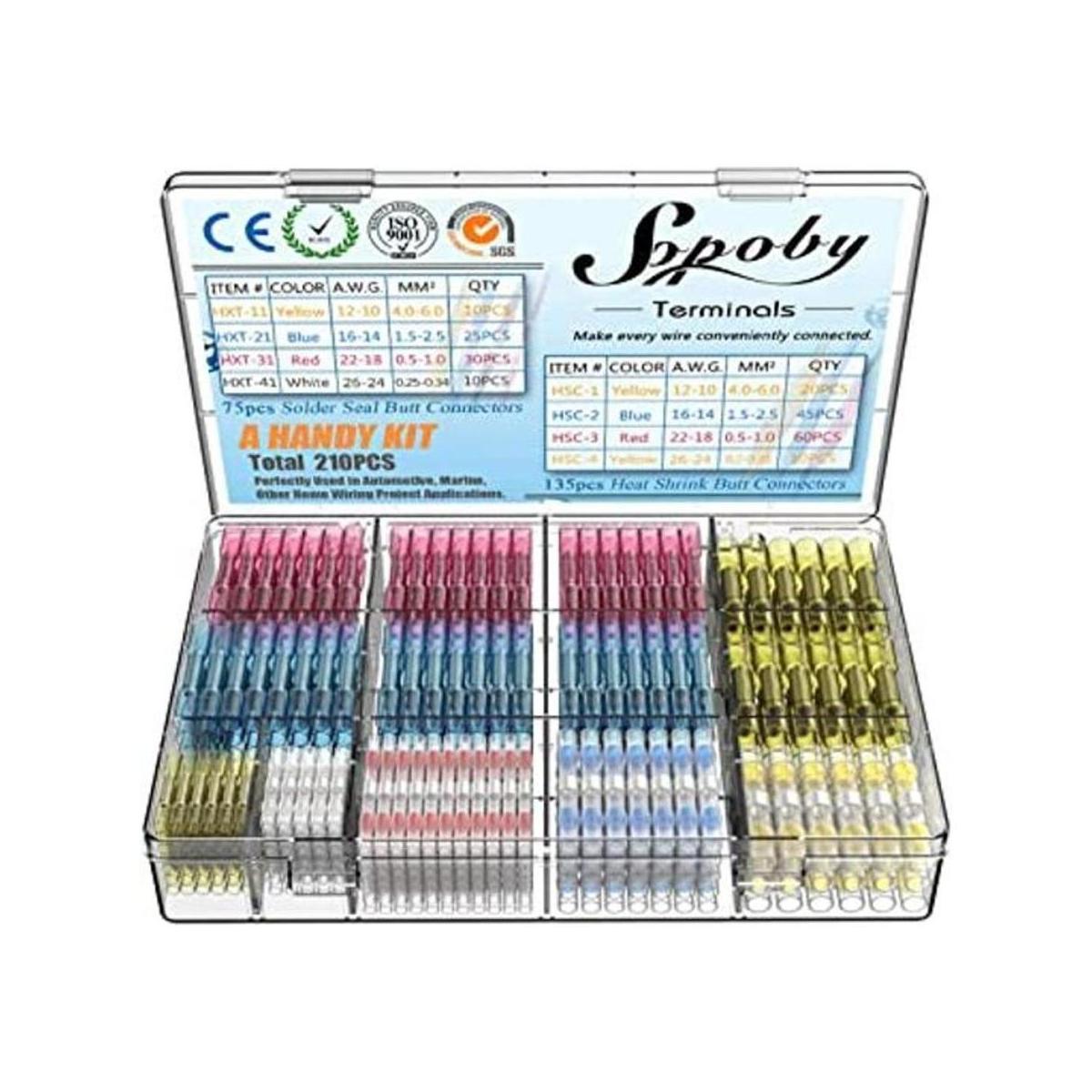 Sopoby Juego de conectores termorretráctiles para cable