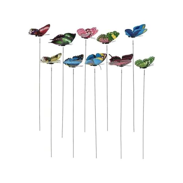 Paquete de 10 mariposas de jardín coloridas en palos_2