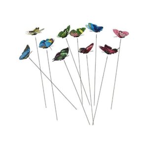 Paquete de 10 mariposas de jardín coloridas en palos_1