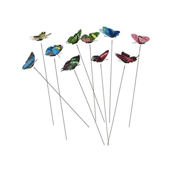Paquete de 10 mariposas de jardín coloridas en palos_1