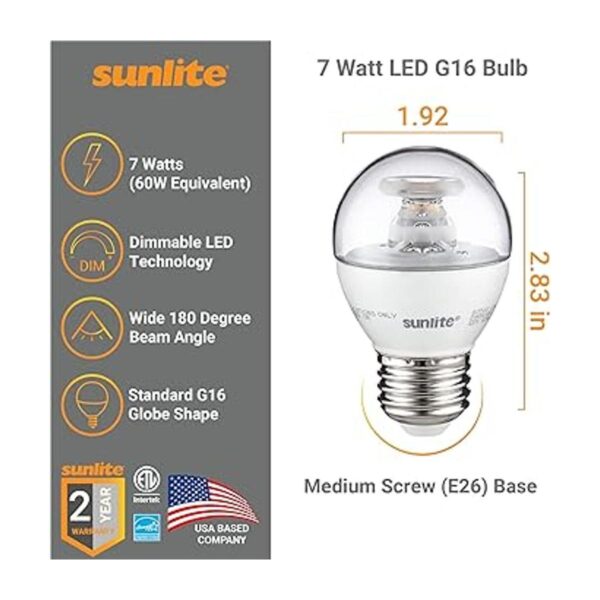Sunlite 40289 Bombilla LED G16 Global 7 vatios