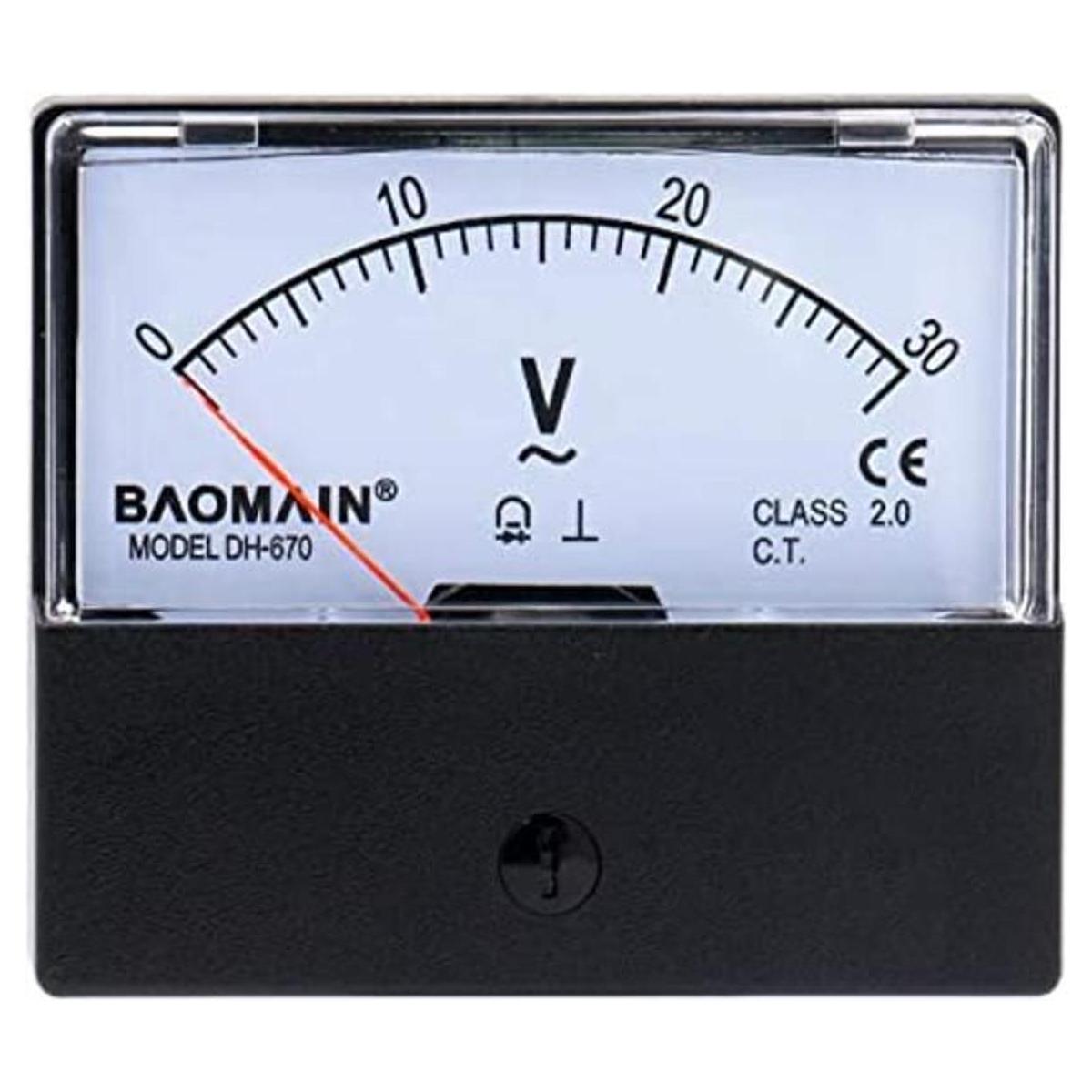 Baomain voltímetro DH670 AC 0 30 V Clase 2.5 rectangular