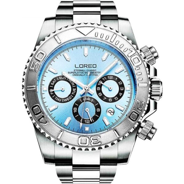 LOREO Reloj impermeable multifunción de acero inoxidable