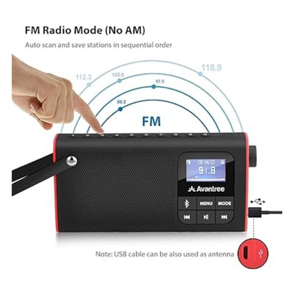Avantree SP850 Radio FM portátil recargable con altavoz_2