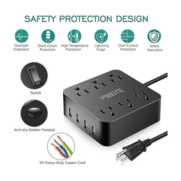 Regleta con USB Mibote Smart 4 Outlet Power Strip con_2