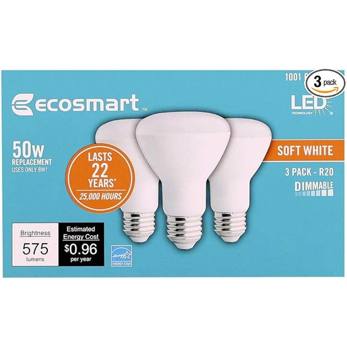 EcoSmart BR20 Bombilla LED blanca suave regulable 575
