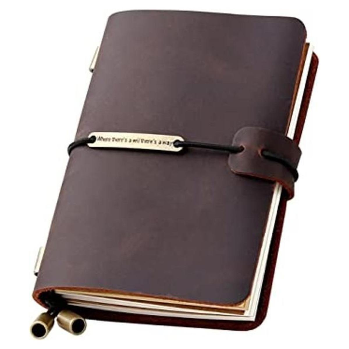 Diario de piel hecho a mano vintage cuaderno de viajero