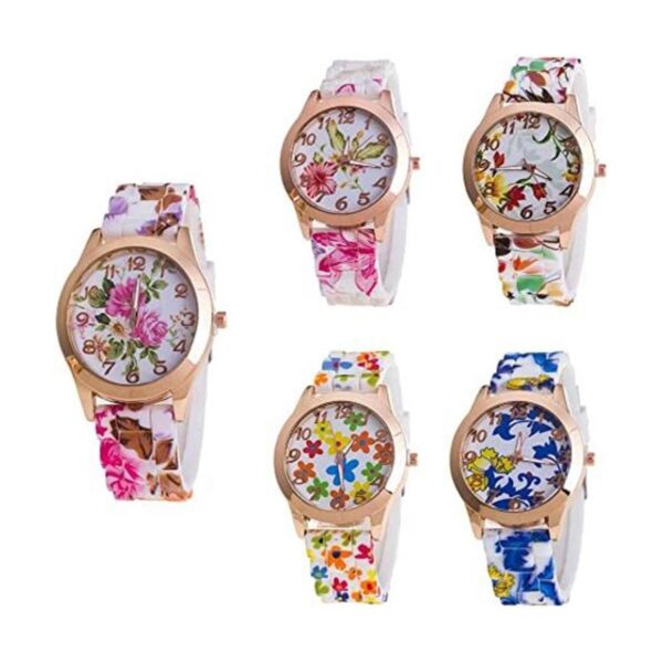 CdyBox relojes analógicos con diseño floral con correa_1