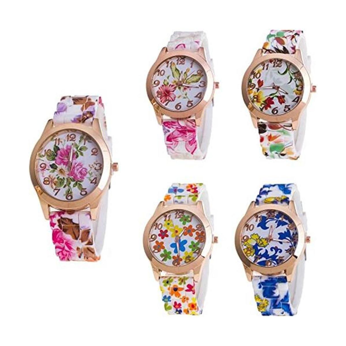 CdyBox relojes analógicos con diseño floral con correa