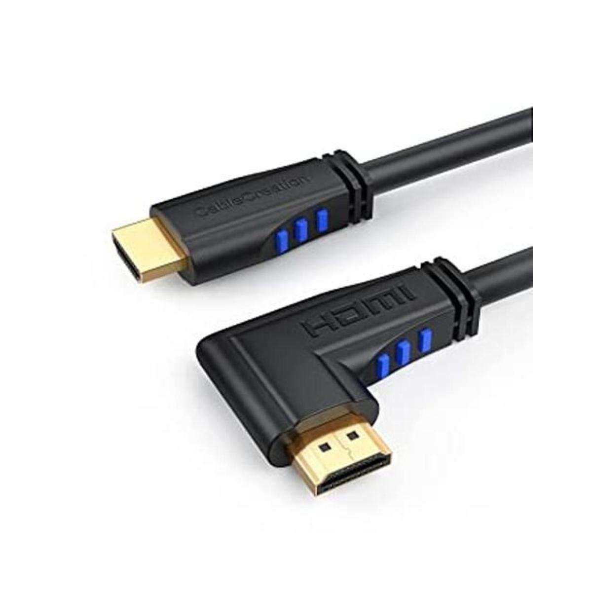 Cable HDMI 4K CableCreation de 3 pies en ángulo recto de