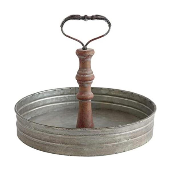Creative Coop DA6875 Bandeja redonda de madera decorativa_1