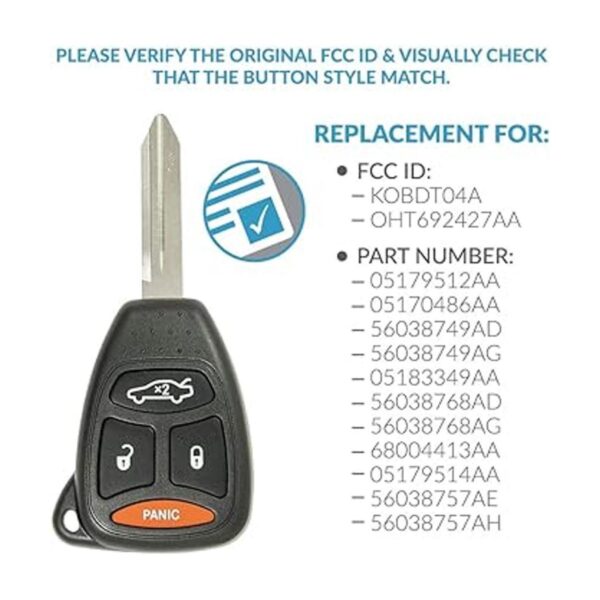Keyless2Go llavero de repuesto para llave de 4 botones_4