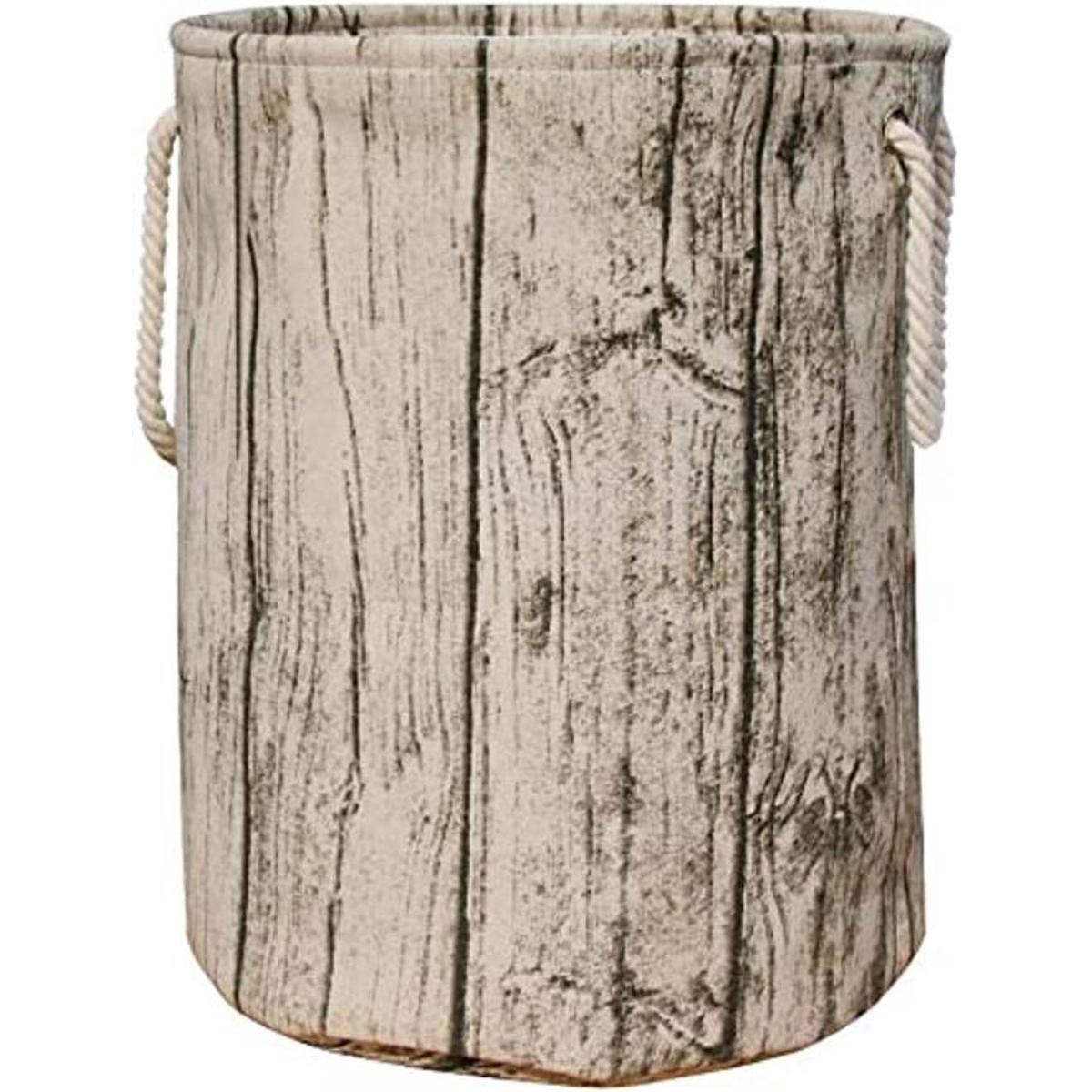 Elegante cesta de lavandería cilíndrica estilo árbol