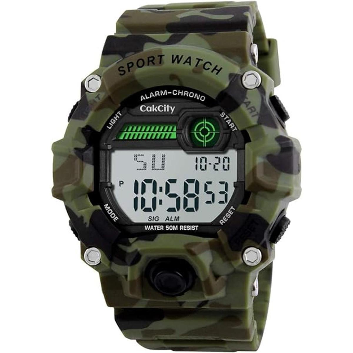 Reloj deportivo LED con estilo de camuflaje para niños
