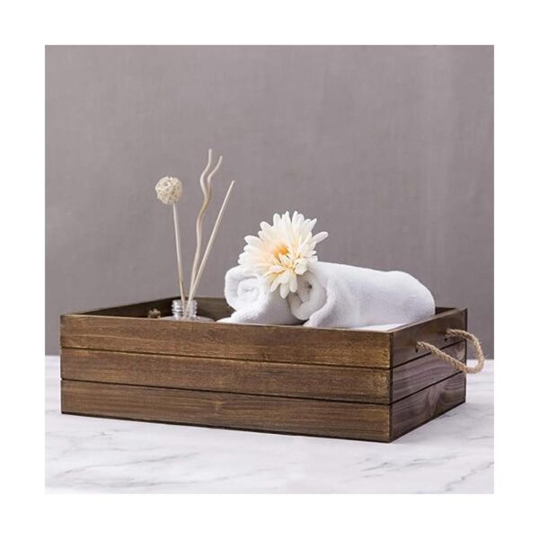 MyGift Cubo de almacenamiento de madera marrón rústico con_4