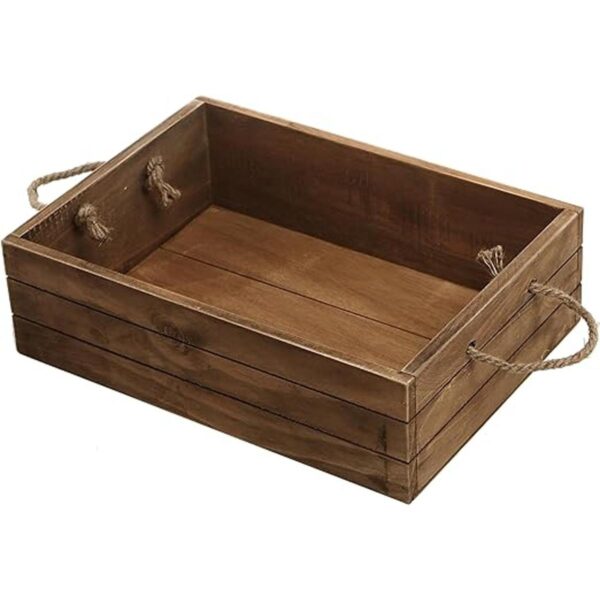 MyGift Cubo de almacenamiento de madera marrón rústico con_1
