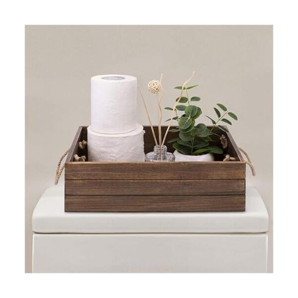 MyGift Cubo de almacenamiento de madera marrón rústico con_3