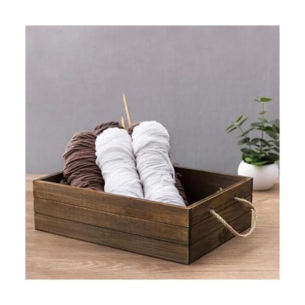 MyGift Cubo de almacenamiento de madera marrón rústico con_6