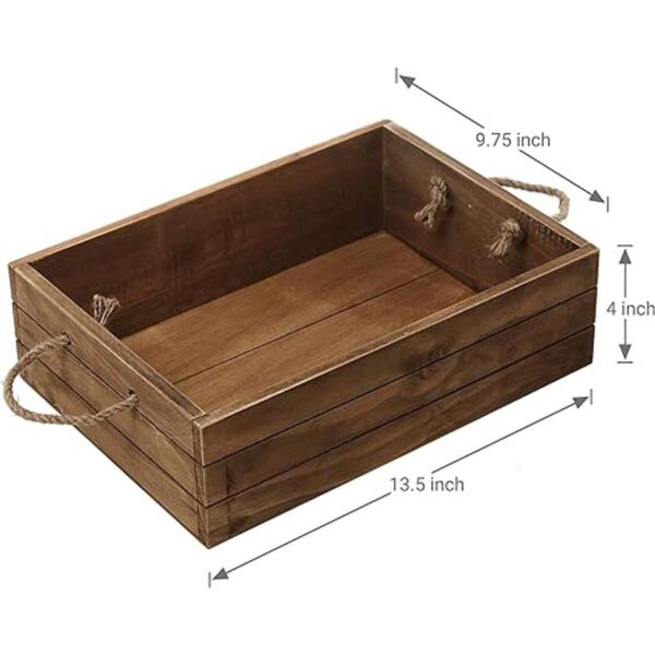 MyGift Cubo de almacenamiento de madera marrón rústico con_5