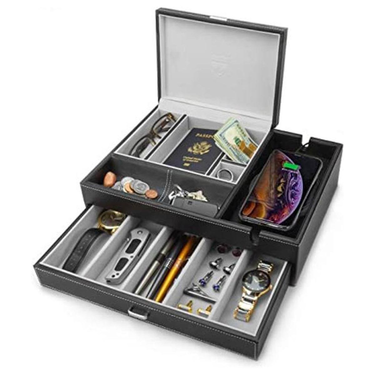 HoundsBay Caja de tocador grande y caja de joyería para