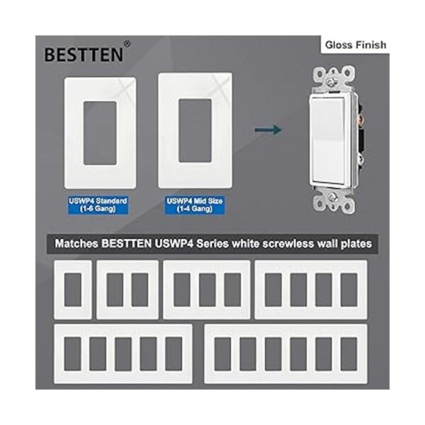 BESTTEN Interruptor de luz de pared con placa de pared