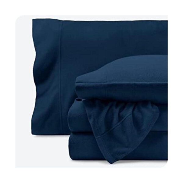 Juego sábanas de cobija polar Lana Azul oscuro gemelo_1