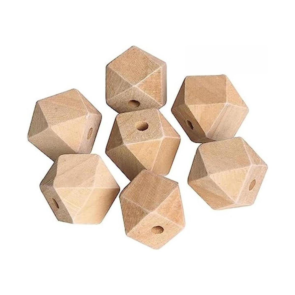 Penta Angel 100 cuentas de madera geométrica facetada sin