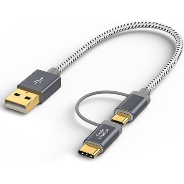 Cable USB C 2 en 1 de 0.8 pies CableCreation trenzado_1