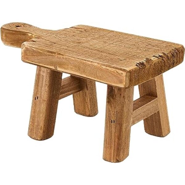 Creative CoOp Pedestal rectangular de madera con asa_1