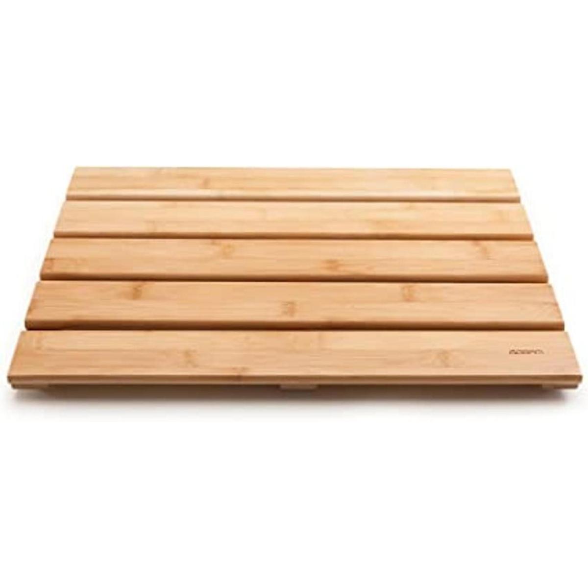 GOBAM Tapete de baño de bambú pequeño 19.7 x 13 x 1.3