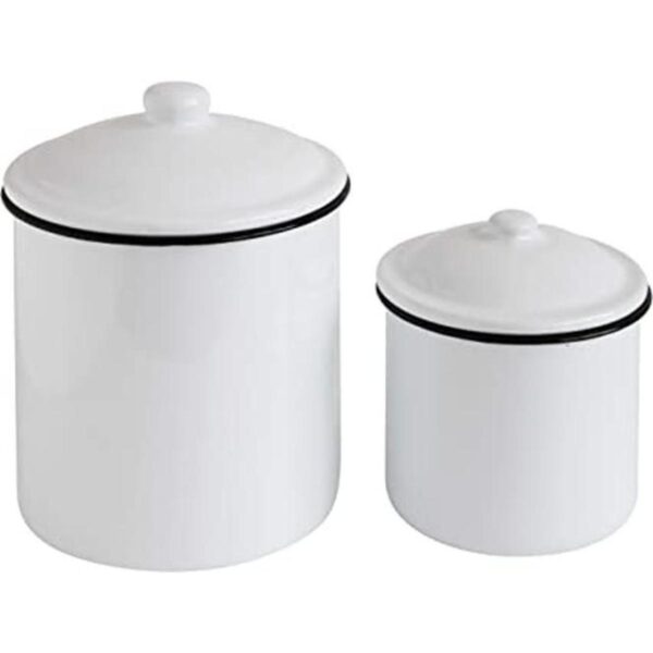 Creative CoOp Juego de 2 latas color blanco_1