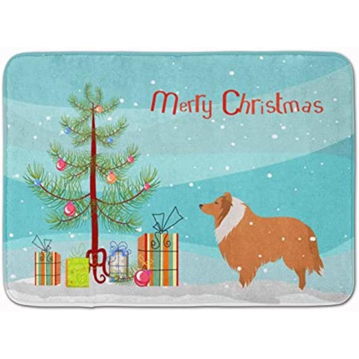 Carolines Treasures BB2934RUG Collie Dog Merry Christmas