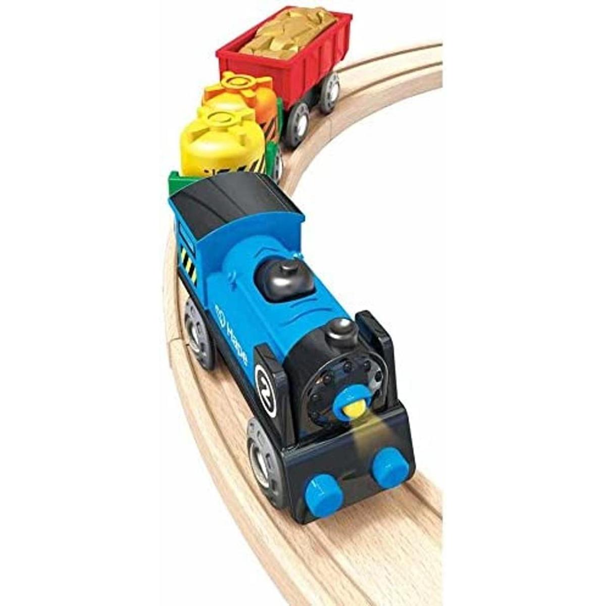 Hape Juego de motor con pilas Juego de tren de madera