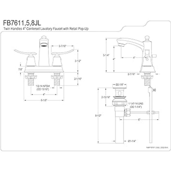 Kingston Brass FB7611JL Jamestown Grifo para lavabo 4.0_3
