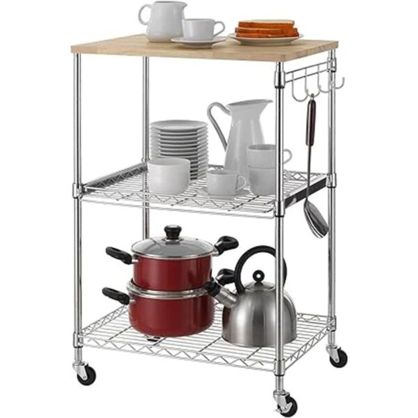 Finnhomy Carrito de cocina con ruedas de alambre de 3