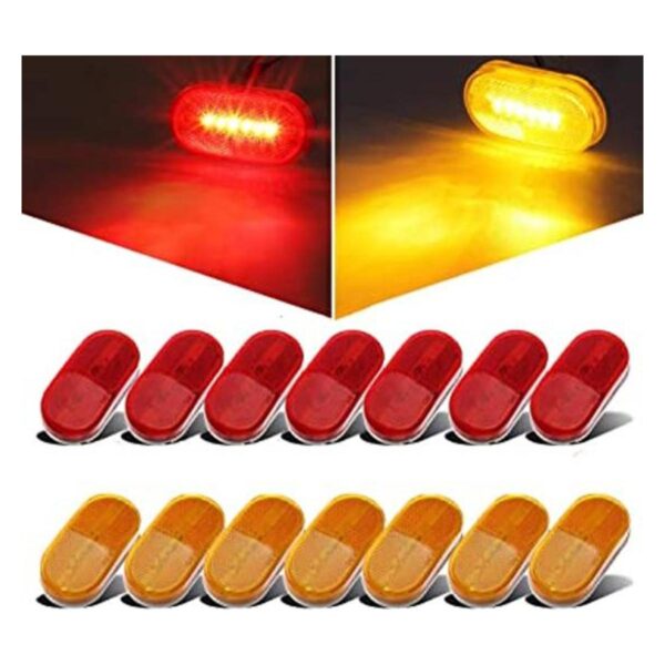 Luces LED rectangulares 7 color rojo y 7 color amarillo._1