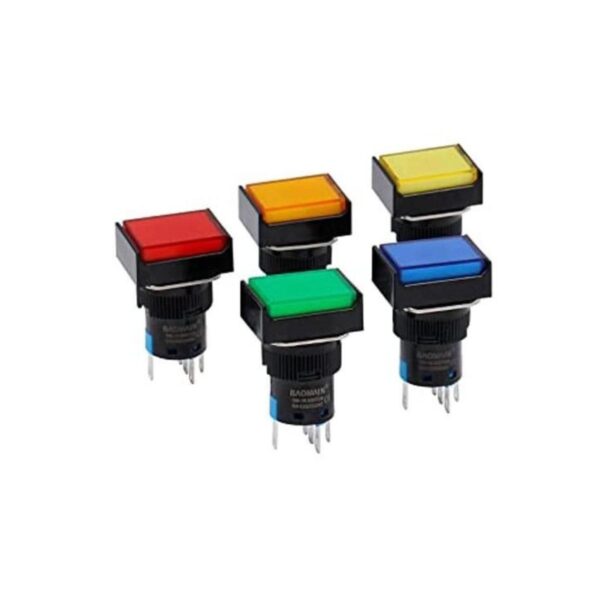 Baomain Interruptor de botón de 0.630 in tapa rectangular_1