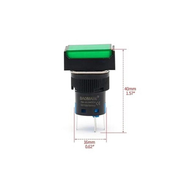 Baomain Interruptor de botón de 0.630 in tapa rectangular_3