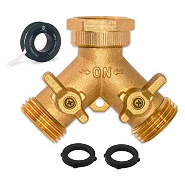 Morvat Conector de latón para manguera de jardín 2 vías_1