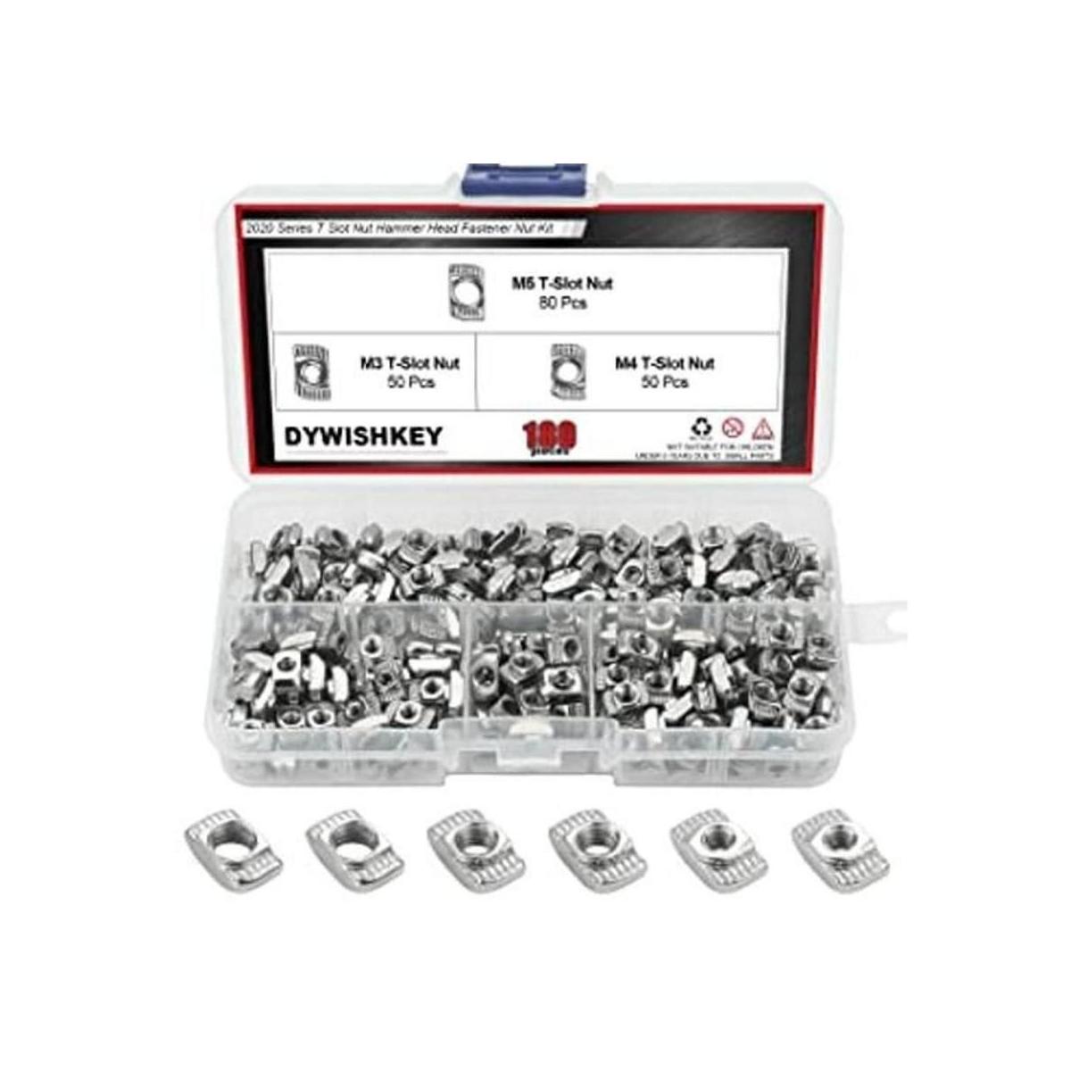 DYWISHKEY 180 piezas 2020 serie T tuercas M3M4M5 T