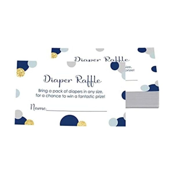Baby Shower pañal Rifa Boys Navy Gold Invitar Insert_1
