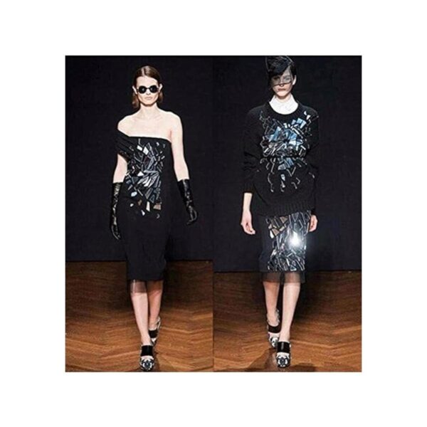 Coser en acrílico verde espejo plano con diamantes de