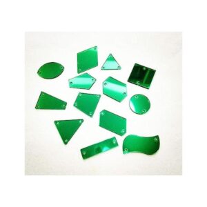 Coser en acrílico verde espejo plano con diamantes de