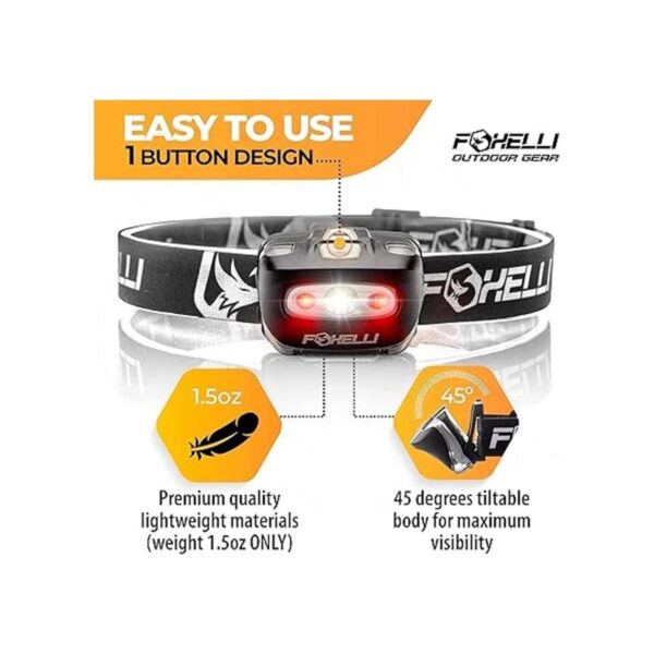 Foxelli Headlamp Linterna Luminosa 165 lúmenes faro_4