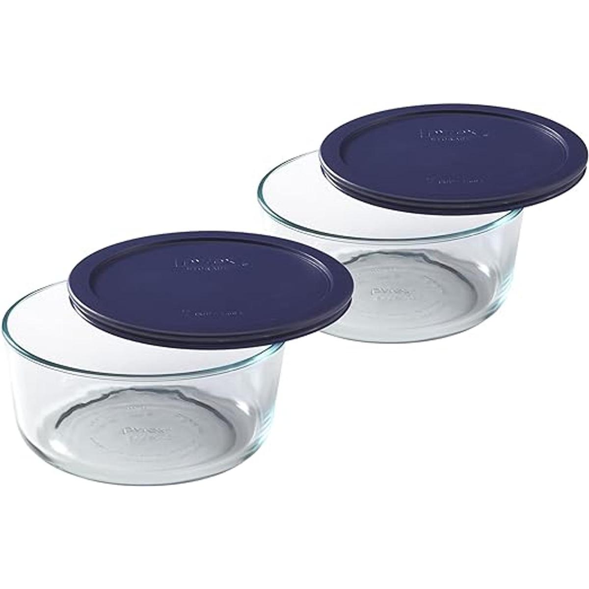 Plato redondo y transparente de almacenamiento Pyrex con