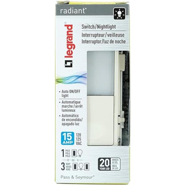 Legrand Luz nocturna radiante 3 vías de 15 amperios