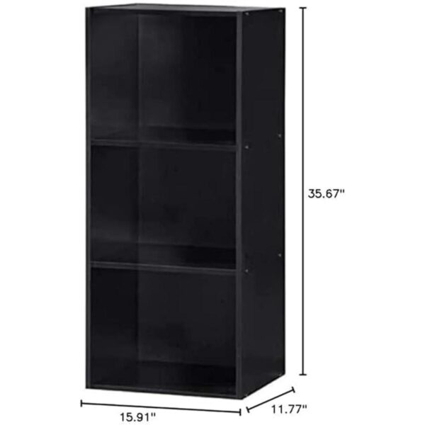 Hodedah Import Estantería de 3 estantes color negro_3