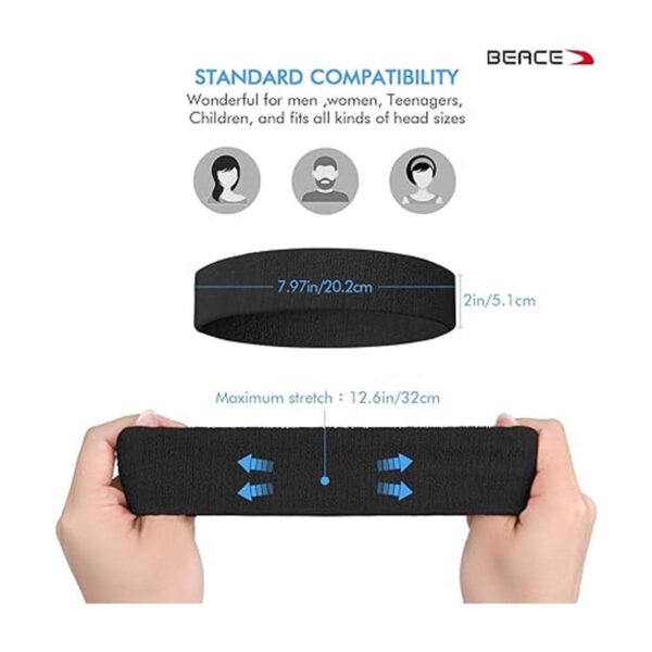 BEACE Sweatbands Sports Headband for Men Women 6PCS_3