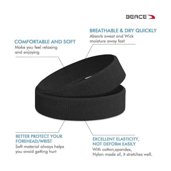 BEACE Sweatbands Sports Headband for Men Women 6PCS_2