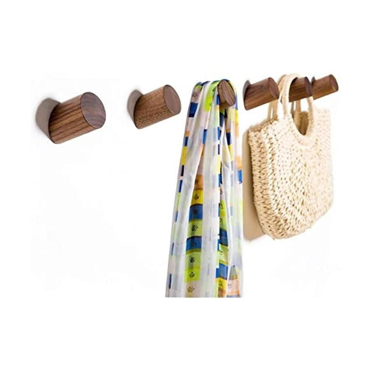Felidio Ganchos de pared de madera natural para colgar en